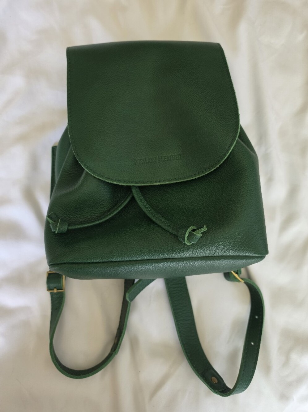 Portland Leather Bacalar (Green) Pebbled Bucket Backpack NWOT